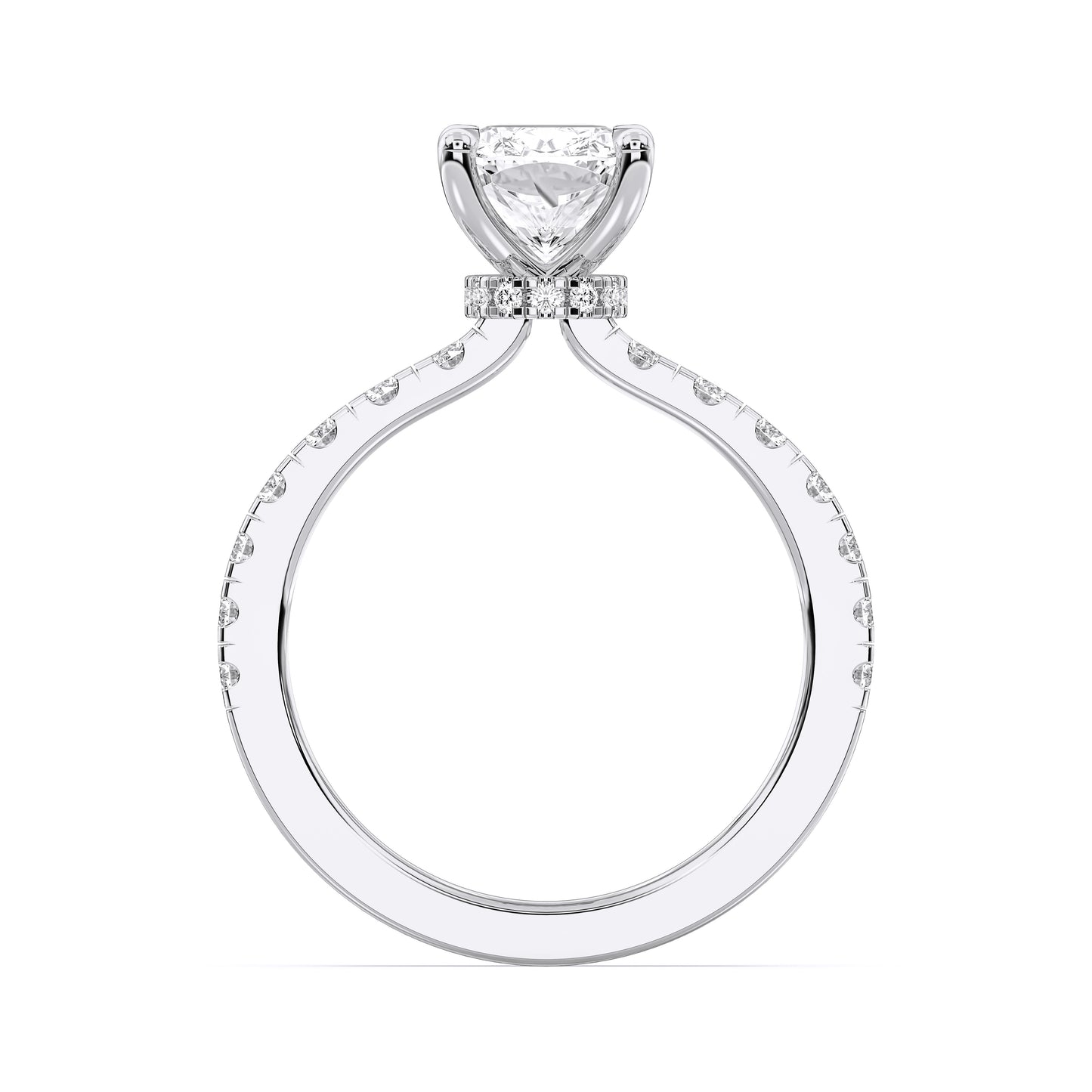 EL.CUSHION HIDDEN HALO (COLLAR)  WITH SIDE STONE