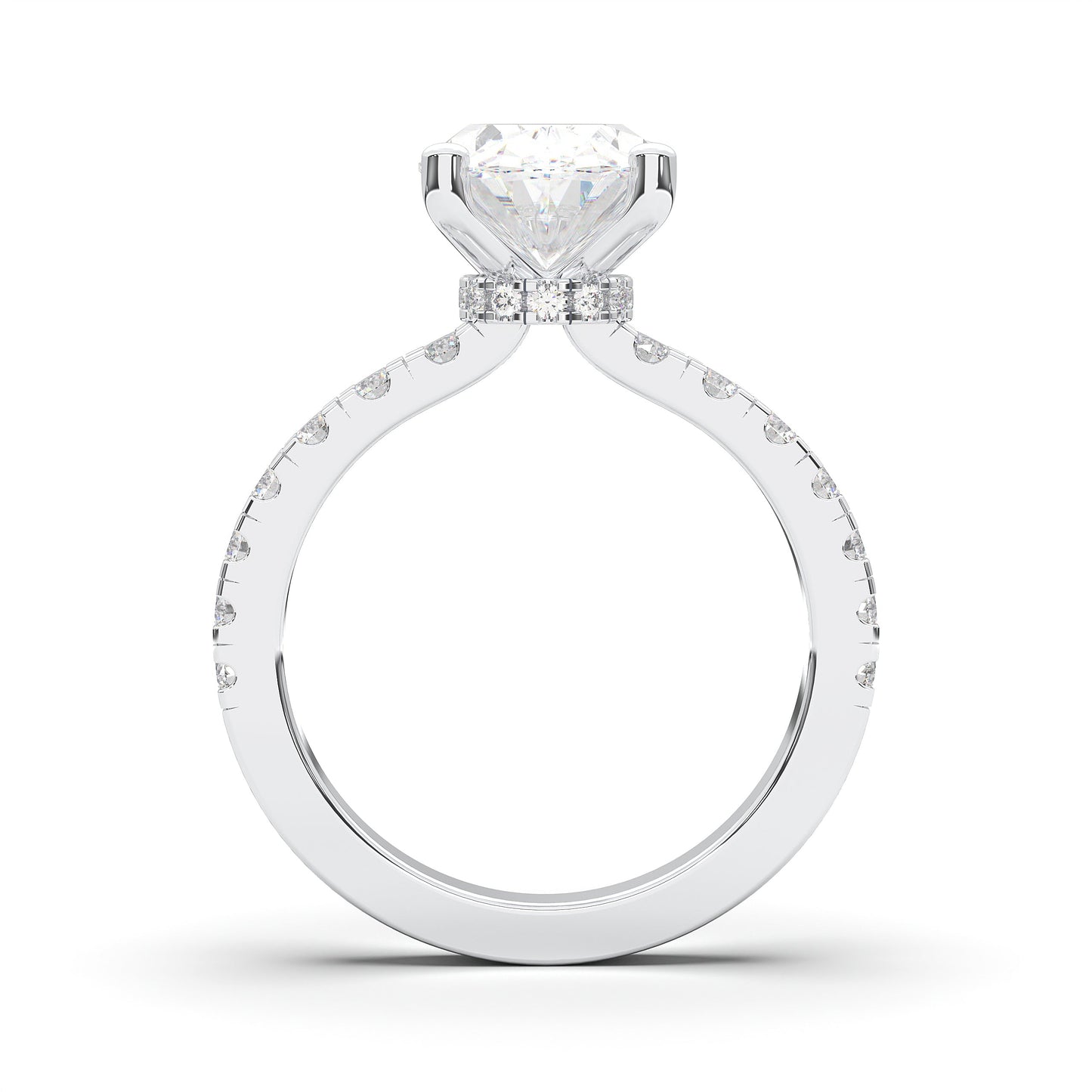 OVAL HIDDEN HALO (COLLAR ) WITH SIDE STONE