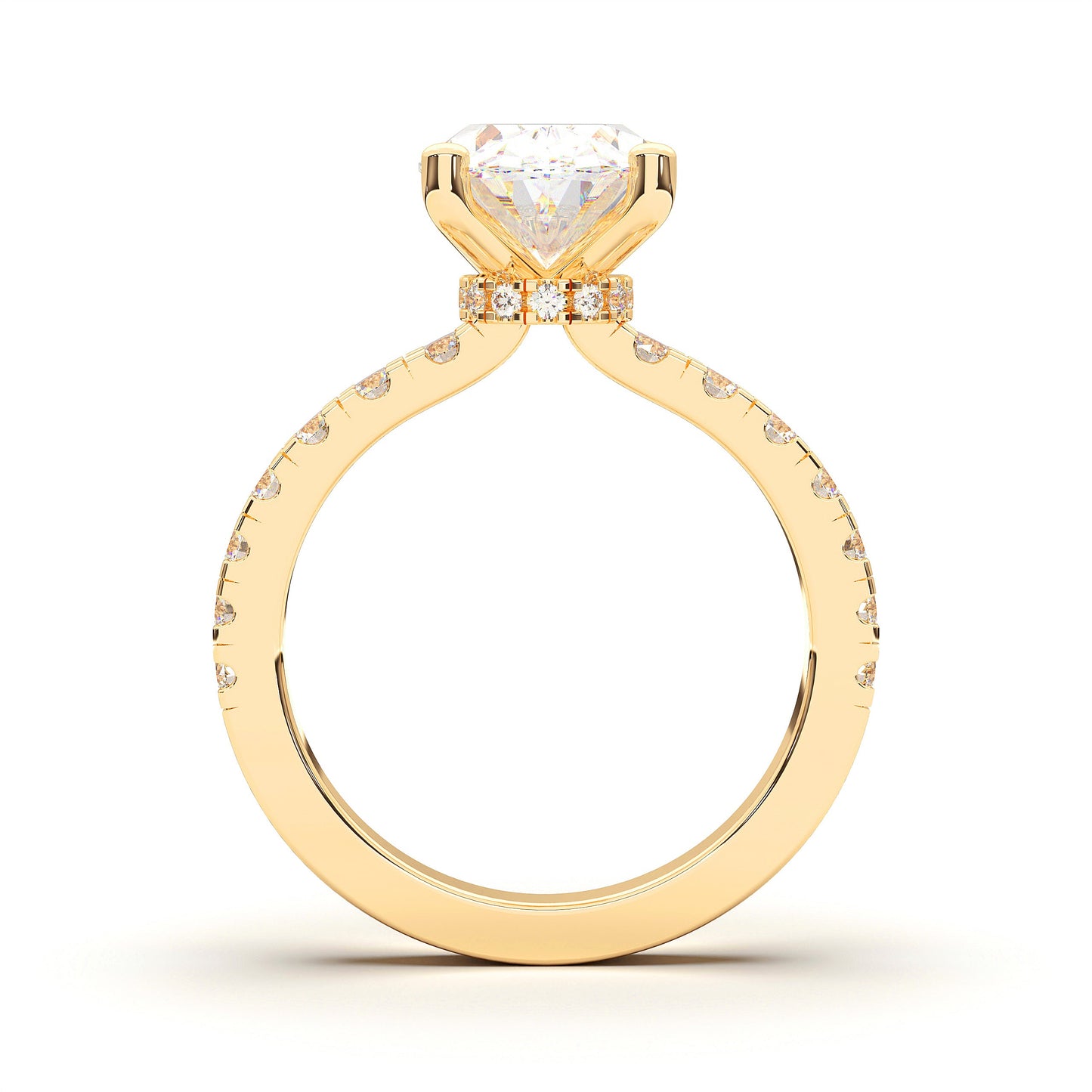 OVAL HIDDEN HALO (COLLAR ) WITH SIDE STONE