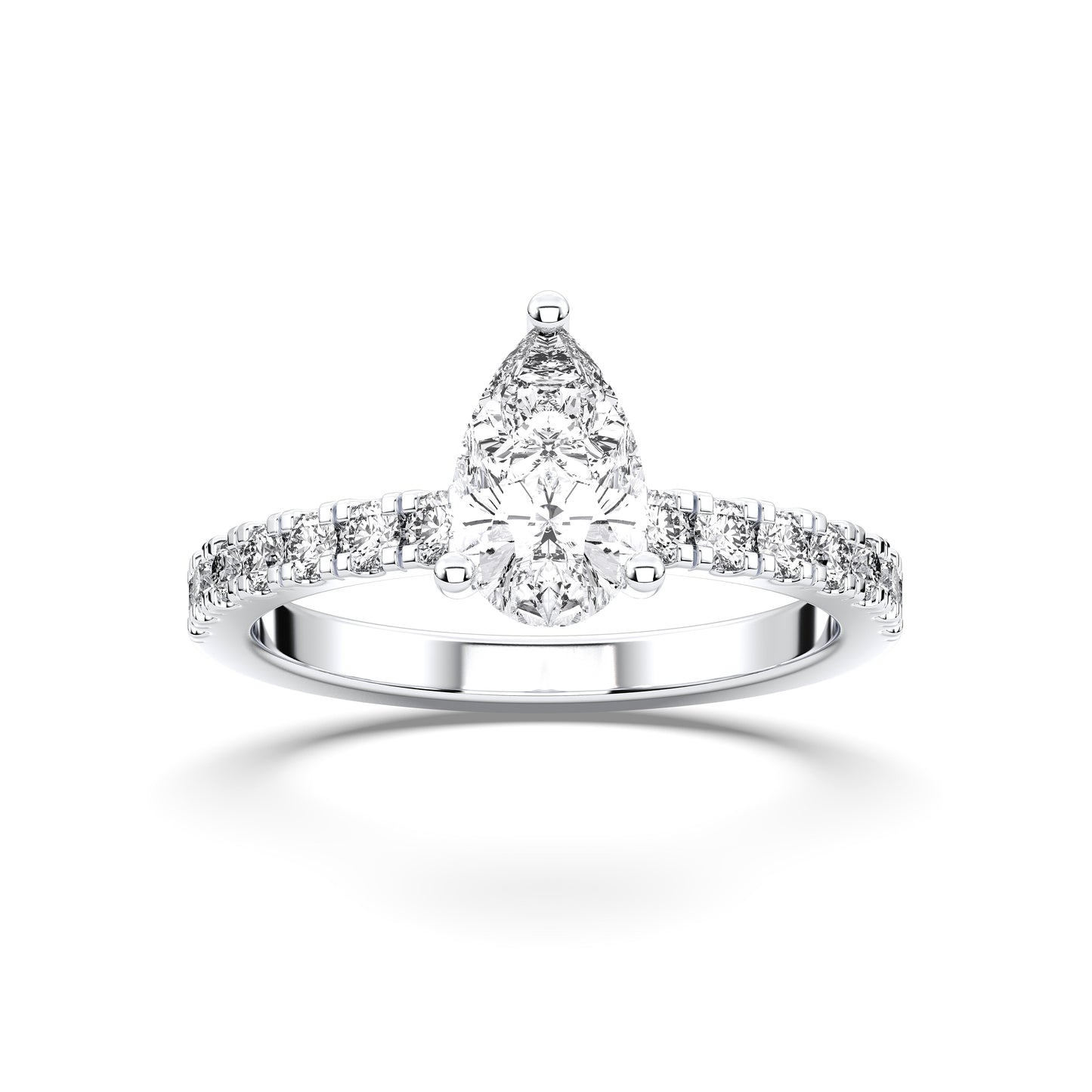 PEAR HIDDEN HALO (COLLAR ) WITH SIDE STONE