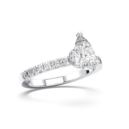 PEAR HIDDEN HALO (COLLAR ) WITH SIDE STONE