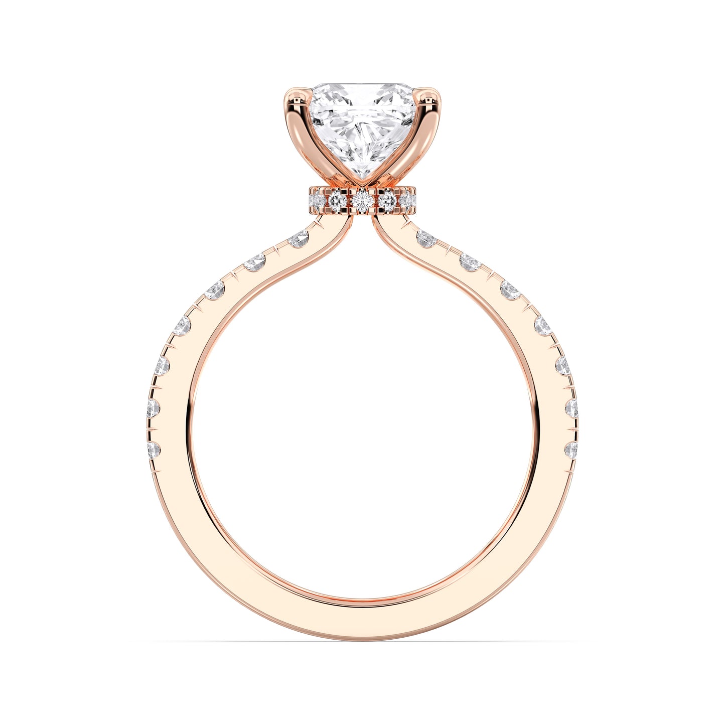 SQ.CUSHION HIDDEN HALO (COLLAR)  WITH SIDE STONE