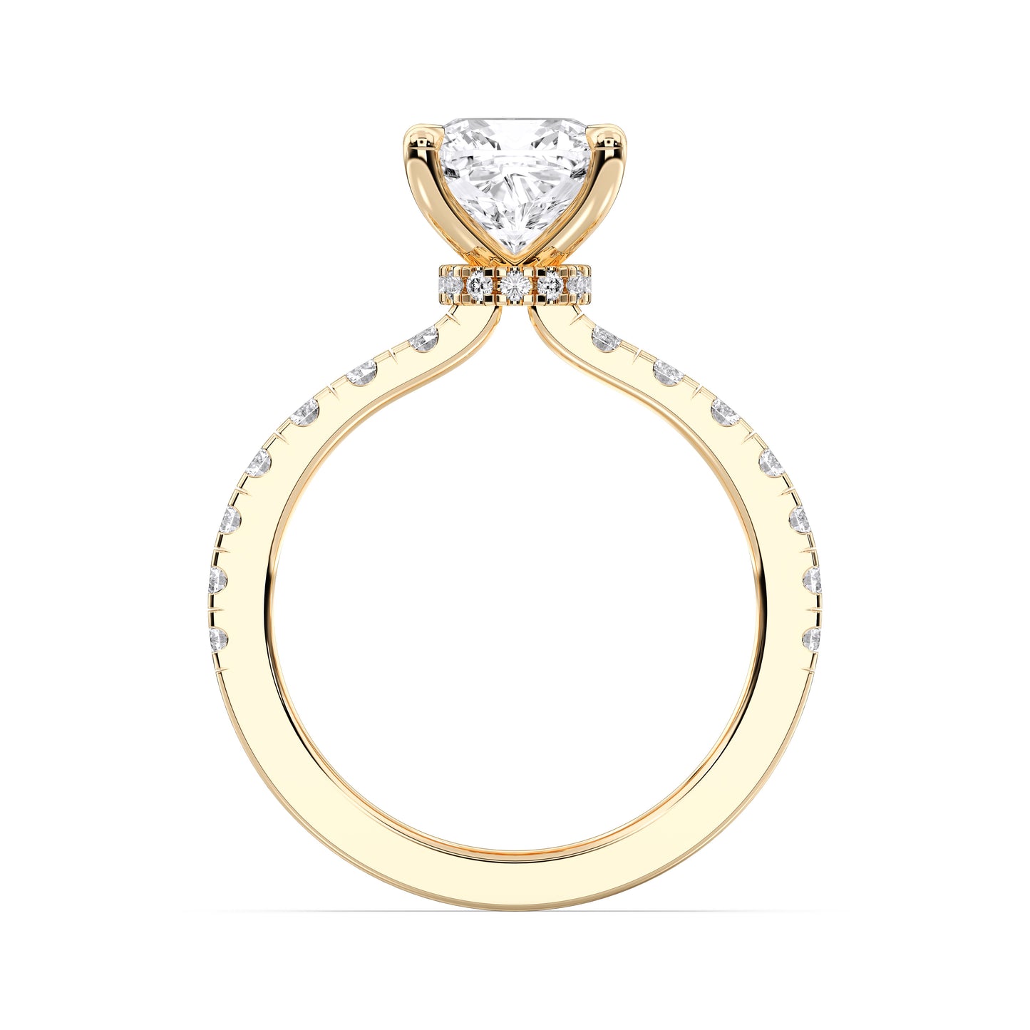 SQ.CUSHION HIDDEN HALO (COLLAR)  WITH SIDE STONE