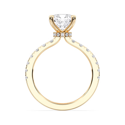SQ.CUSHION HIDDEN HALO (COLLAR)  WITH SIDE STONE