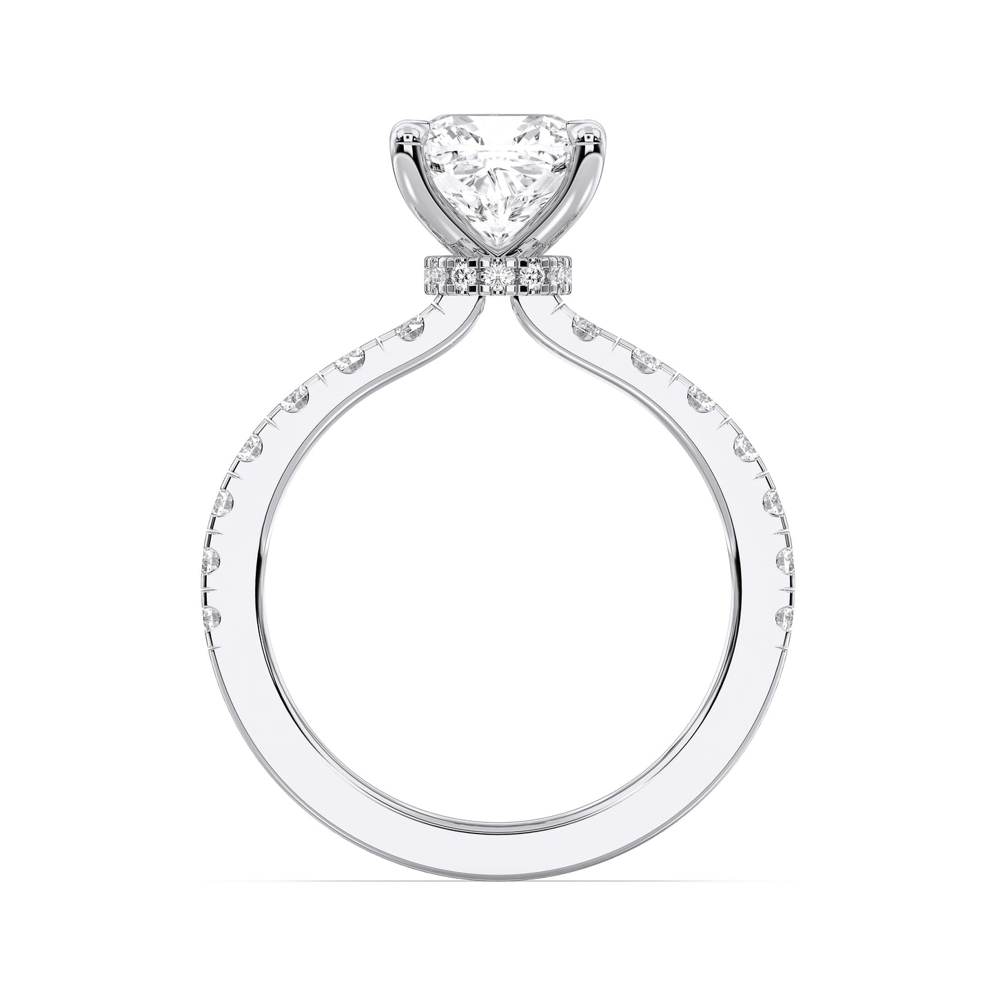SQ.CUSHION HIDDEN HALO (COLLAR)  WITH SIDE STONE