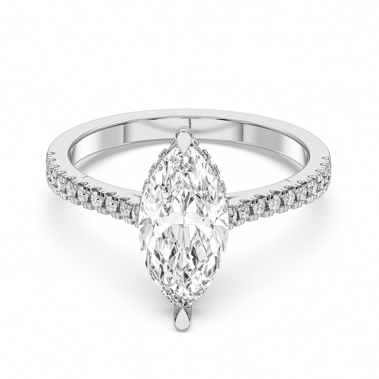 MARQUISE HIDDEN HALO WITH SIDE STONE