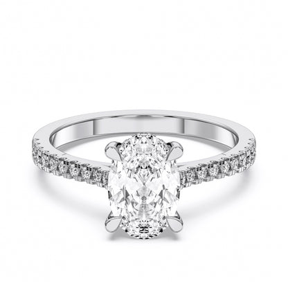 OVAL HIDDEN HALO WITH SIDE STONE