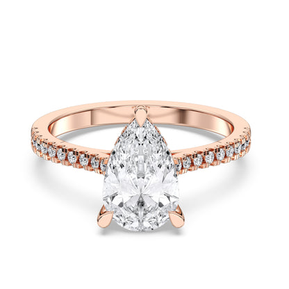 PEAR HIDDEN HALO WITH SIDE STONE
