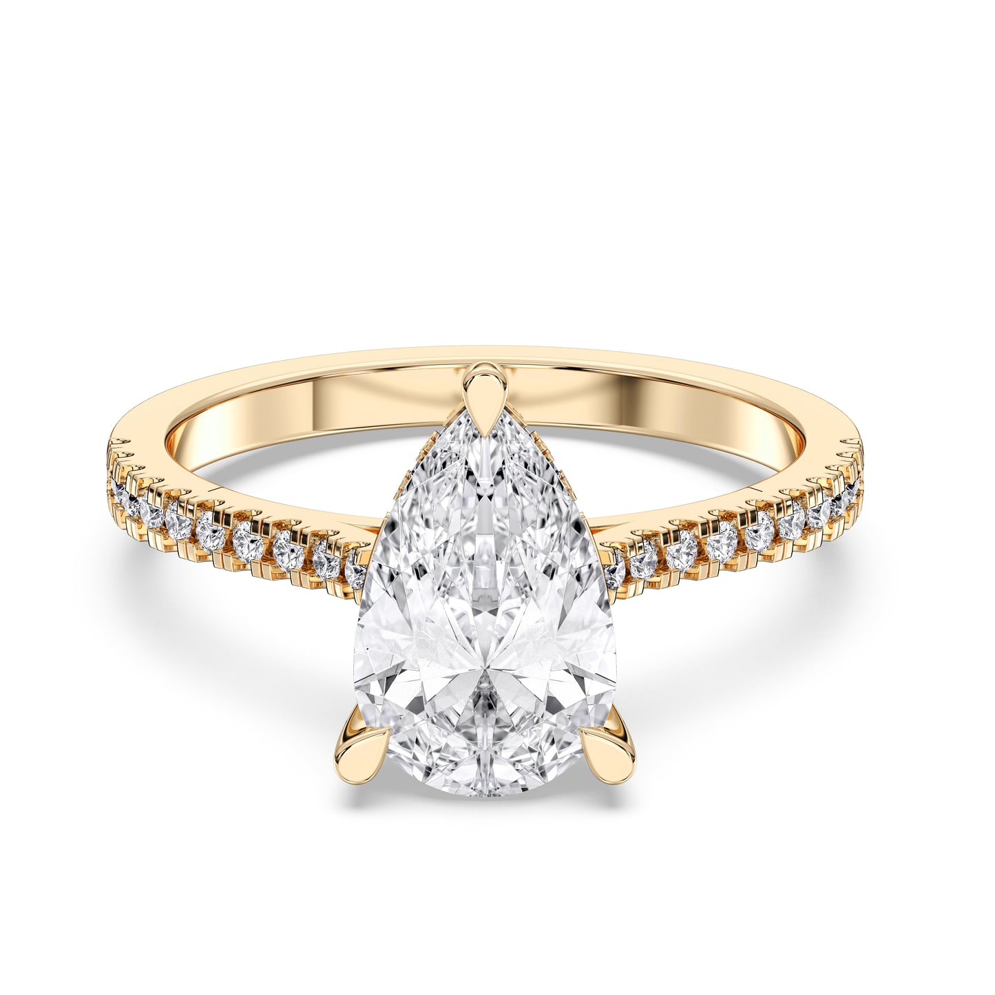 PEAR HIDDEN HALO WITH SIDE STONE