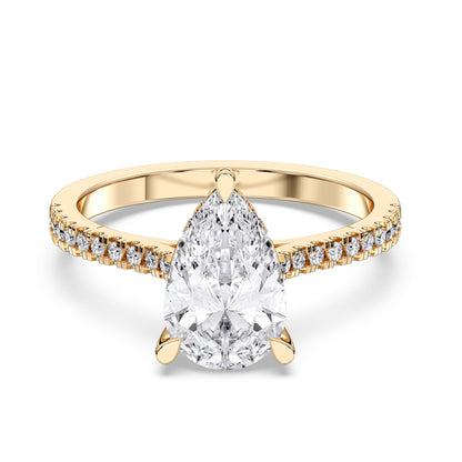 PEAR HIDDEN HALO WITH SIDE STONE