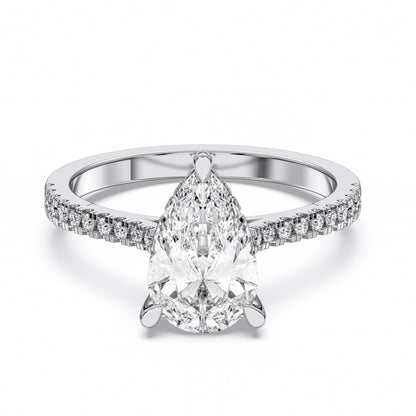 PEAR HIDDEN HALO WITH SIDE STONE