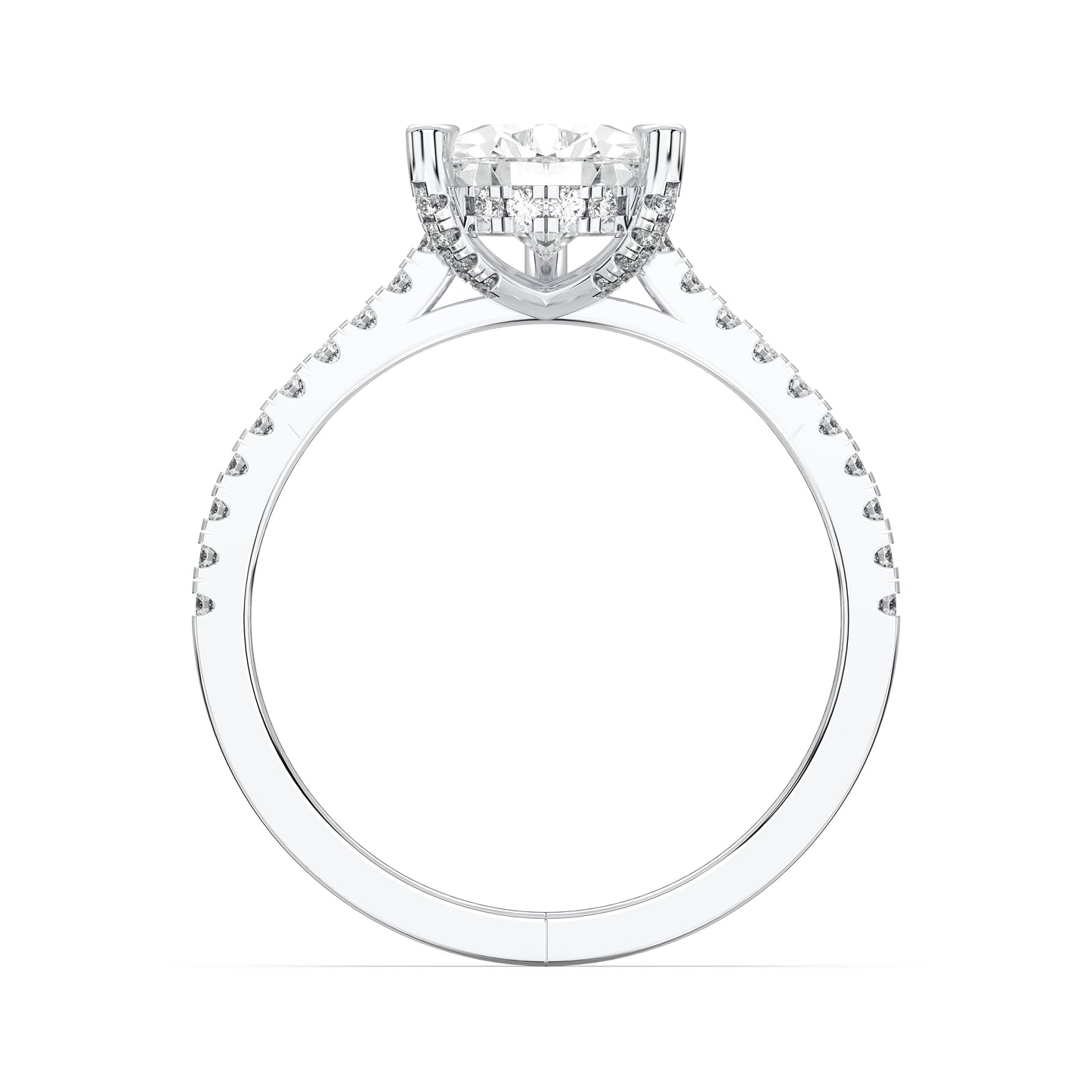 PEAR HIDDEN HALO WITH SIDE STONE