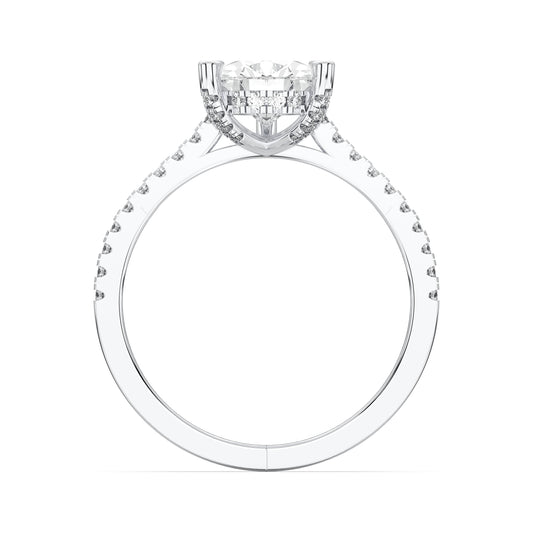 PEAR HIDDEN HALO WITH SIDE STONE