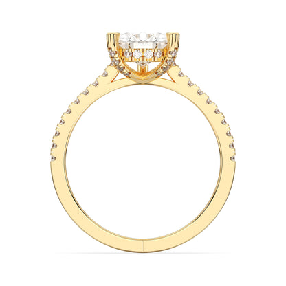 PEAR HIDDEN HALO WITH SIDE STONE