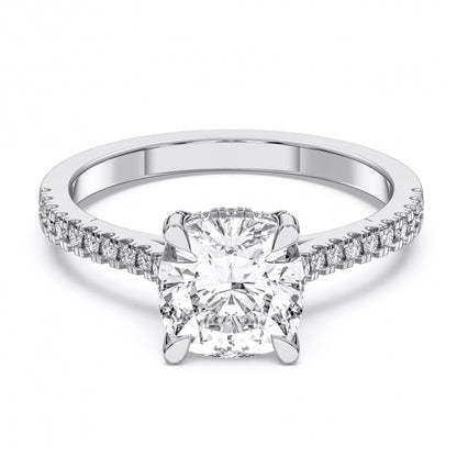 SQ.CUSHION HIDDEN HALO WITH SIDE STONE