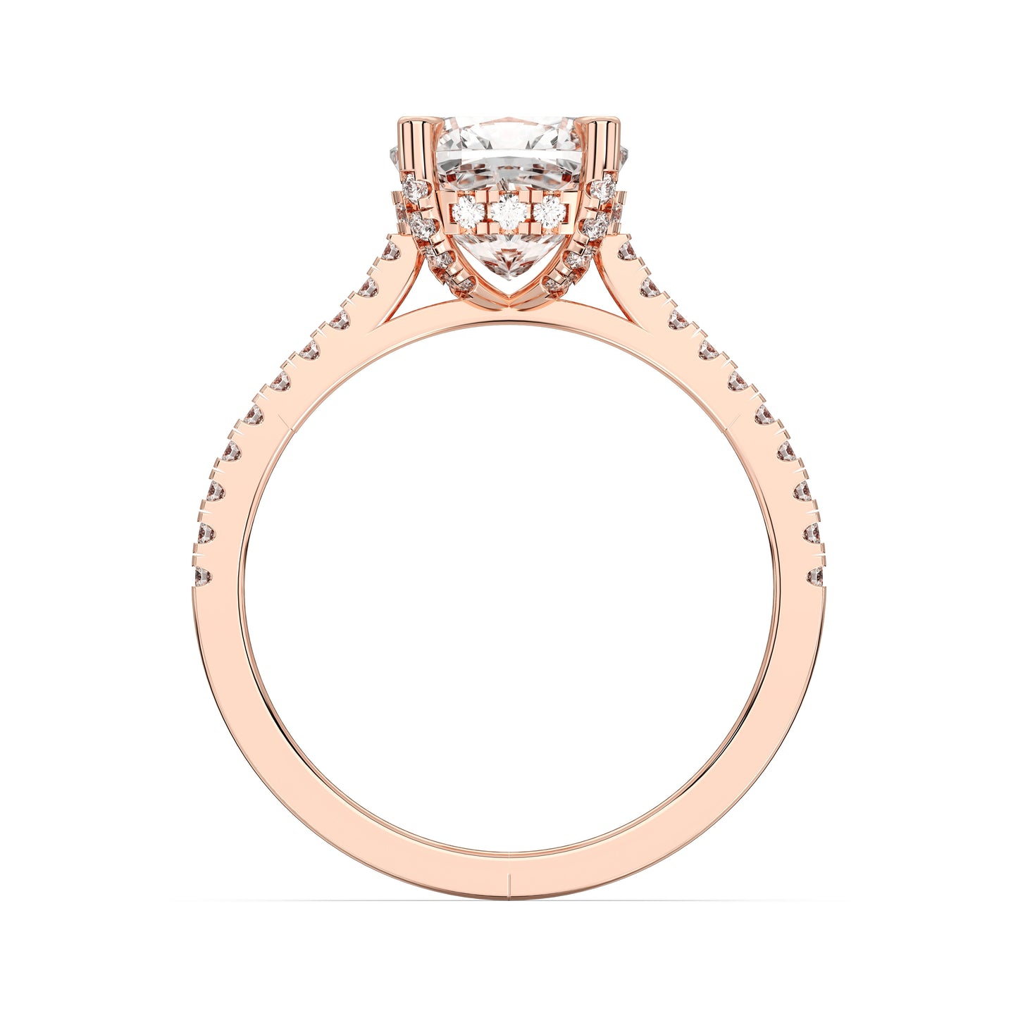 SQ.CUSHION HIDDEN HALO WITH SIDE STONE
