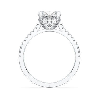 SQ.CUSHION HIDDEN HALO WITH SIDE STONE