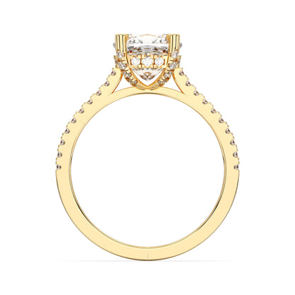 SQ.CUSHION HIDDEN HALO WITH SIDE STONE