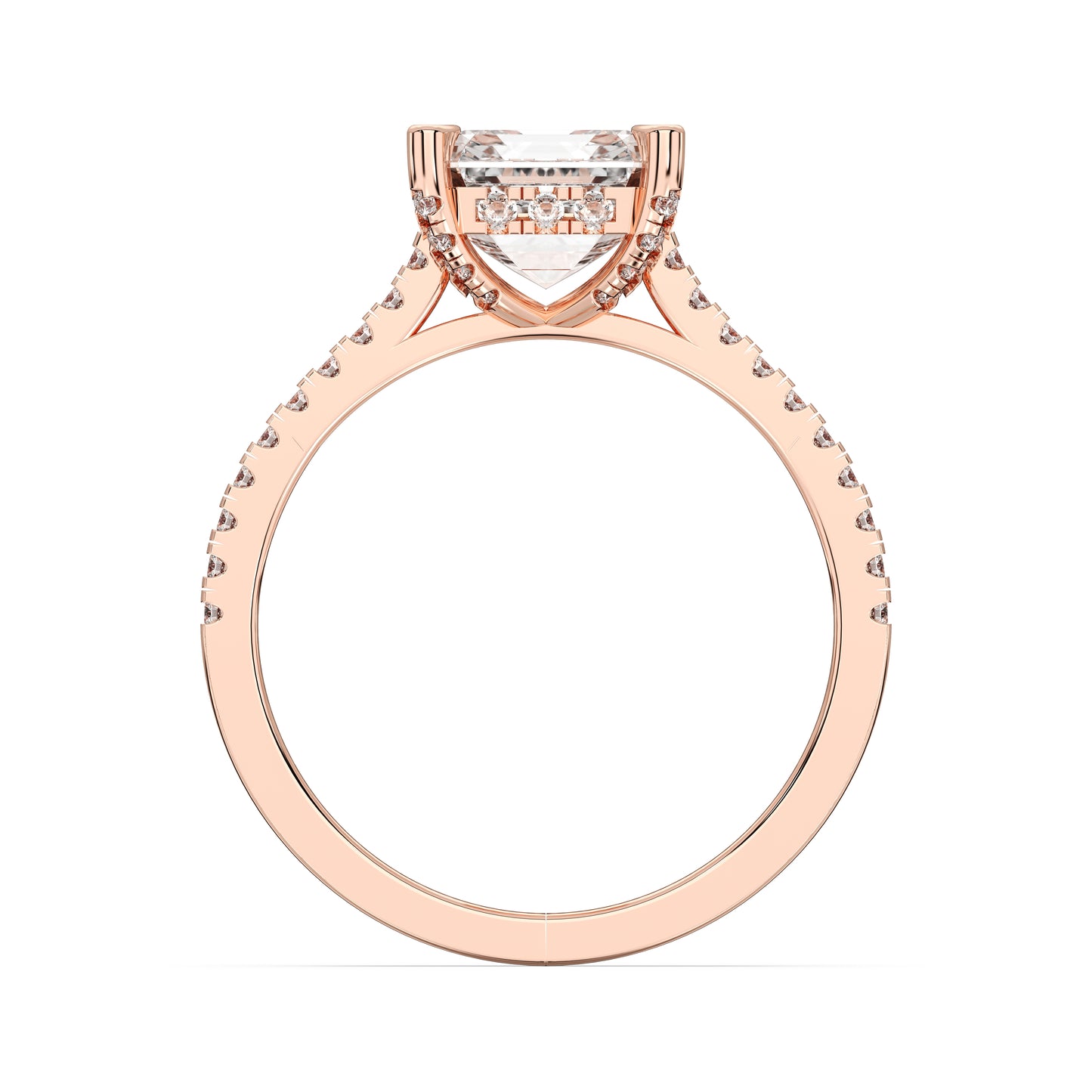 SQ.EMERALD HIDDEN HALO RING