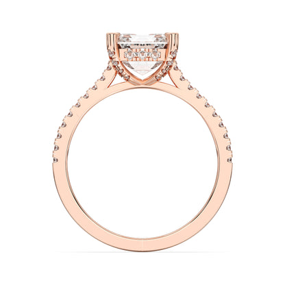 SQ.EMERALD HIDDEN HALO RING