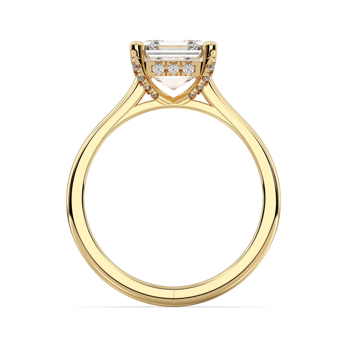 SQ.EMERALD HIDDEN HALO RING