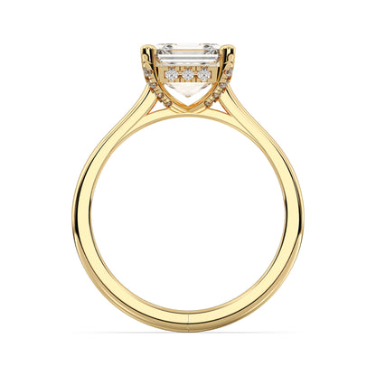 SQ.EMERALD HIDDEN HALO RING