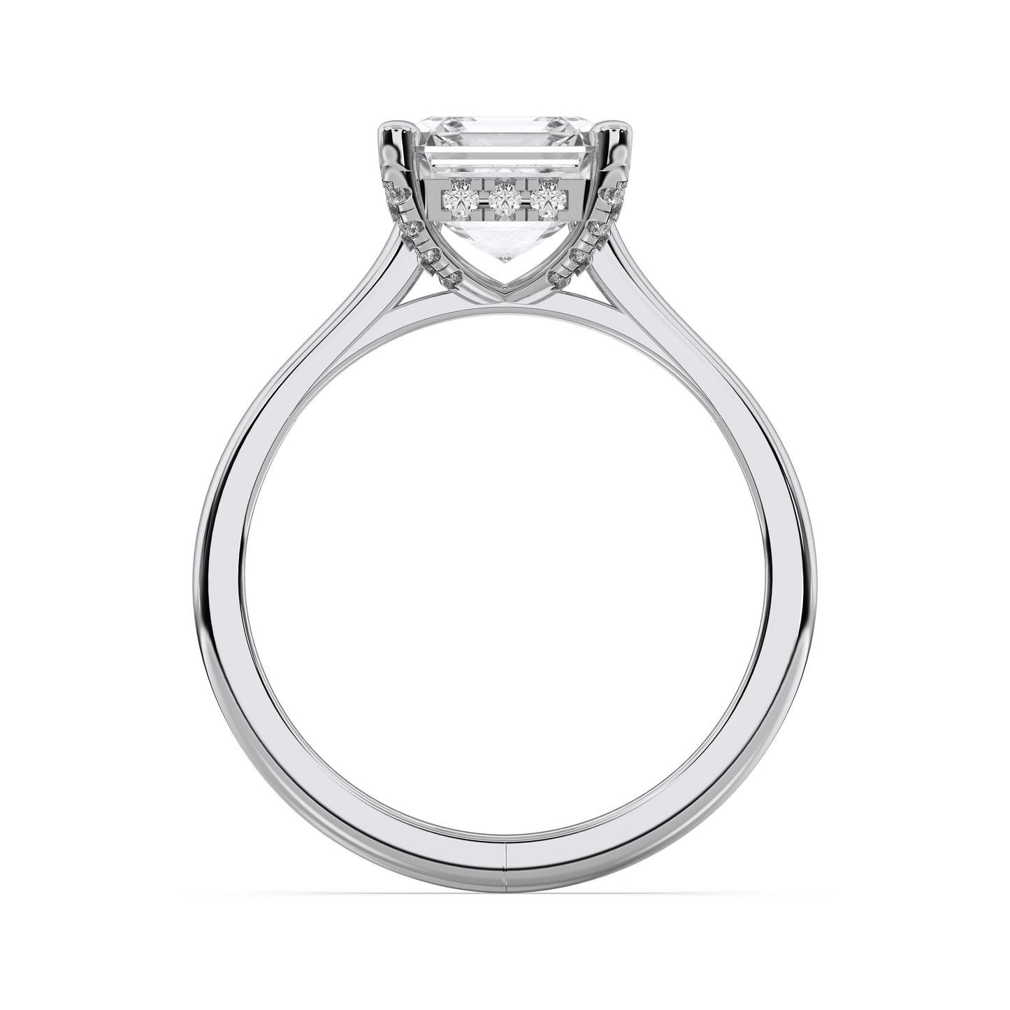 SQ.EMERALD HIDDEN HALO RING