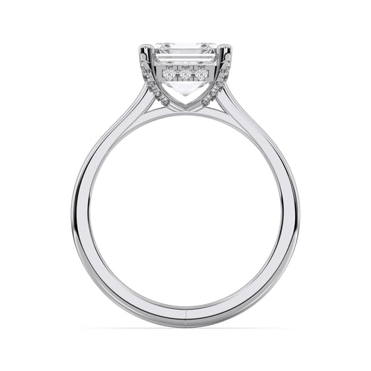 SQ.EMERALD HIDDEN HALO RING