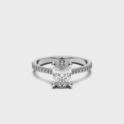 OVAL HIDDEN HALO WITH SIDE STONE