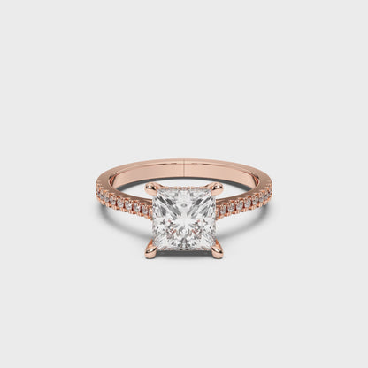 PRINCESS HIDDEN HALO WITH SIDE STONE