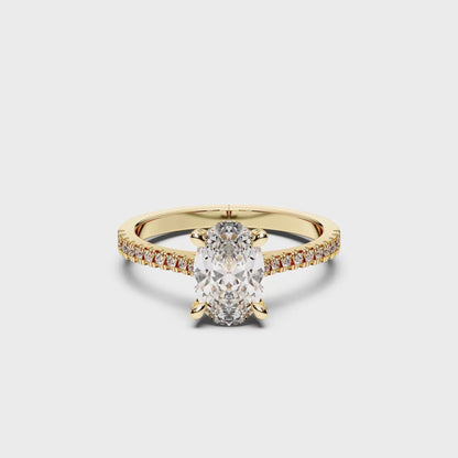 OVAL HIDDEN HALO WITH SIDE STONE