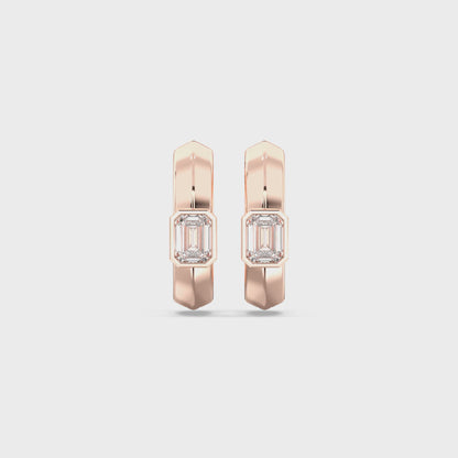 EMERALD BEZEL HOOPS EARRINGS