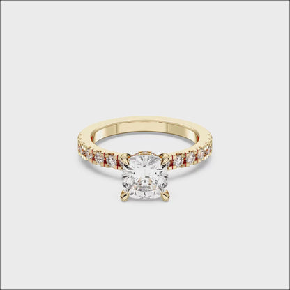 SQ.CUSHION HIDDEN HALO (COLLAR)  WITH SIDE STONE