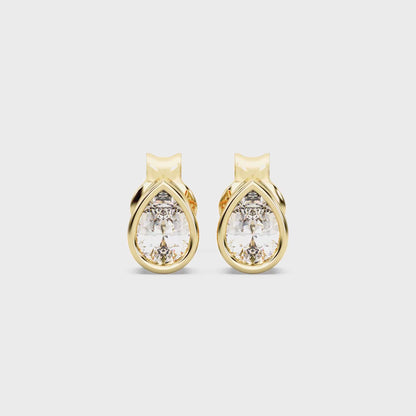 PEAR BEZEL STUDS