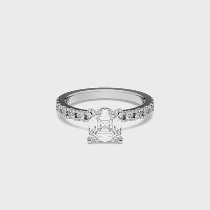 SQ.EMERALD HIDDEN HALO (COLLAR) WITH SIDE STONE