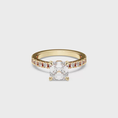 SQ.EMERALD HIDDEN HALO (COLLAR) WITH SIDE STONE