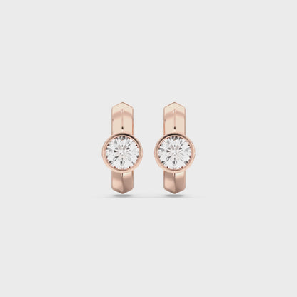 ROUND BEZEL HOOPS EARRINGS
