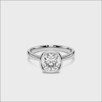 SQ.CUSHION BEZEL SOLITAIRE RING