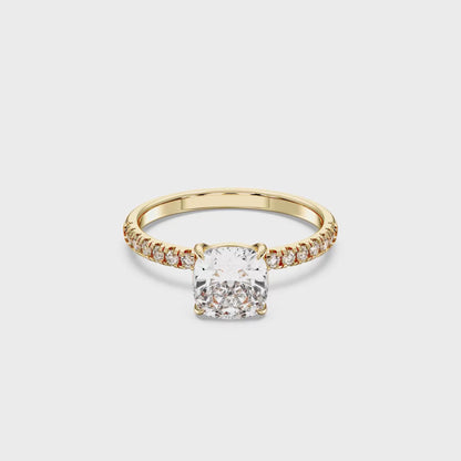 SQ.CUSHION SIDESTONE RING (THIN)