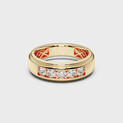 MENS 5STONE WEDDING BAND