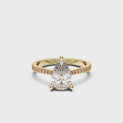 PEAR HIDDEN HALO WITH SIDE STONE