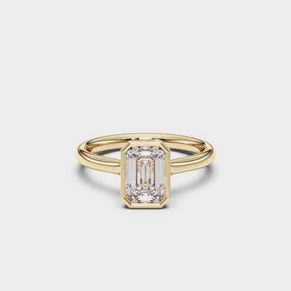EMERALD BEZEL SOLITAIRE RING