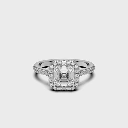 SQ.EMERALD HALO RING