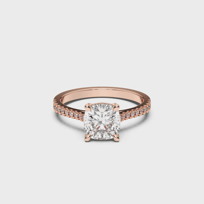 SQ.CUSHION HIDDEN HALO WITH SIDE STONE