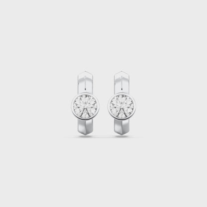 ROUND BEZEL HOOPS EARRINGS