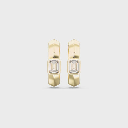 EMERALD BEZEL HOOPS EARRINGS