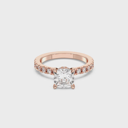 SQ.CUSHION HIDDEN HALO (COLLAR)  WITH SIDE STONE