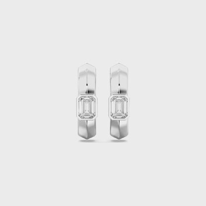 EMERALD BEZEL HOOPS EARRINGS