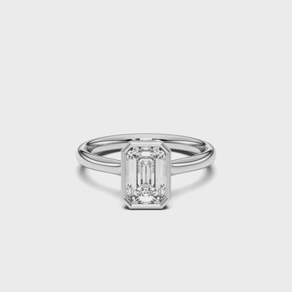 EMERALD BEZEL SOLITAIRE RING