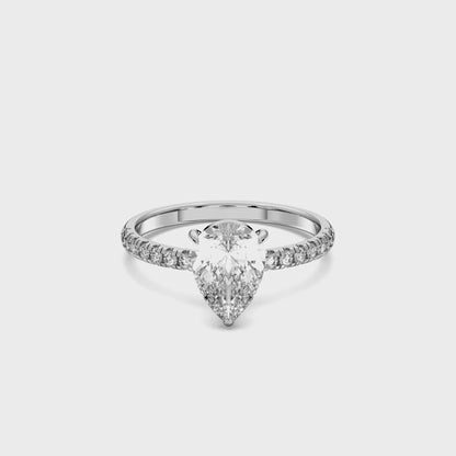 PEAR SIDESTONE RING (THIN)